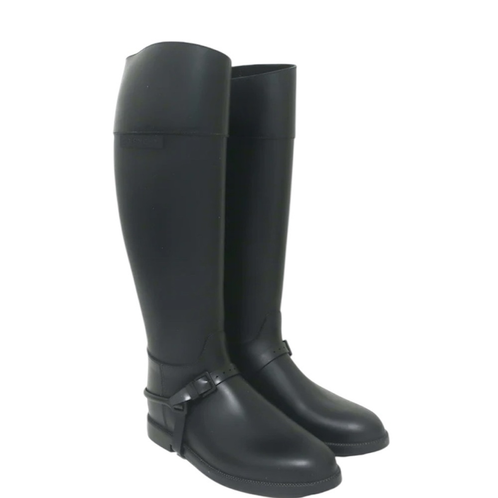GIVENCHY Rubber Riding Boots SZ 37/ 6.5  Black Equestrian Style Rain Boots